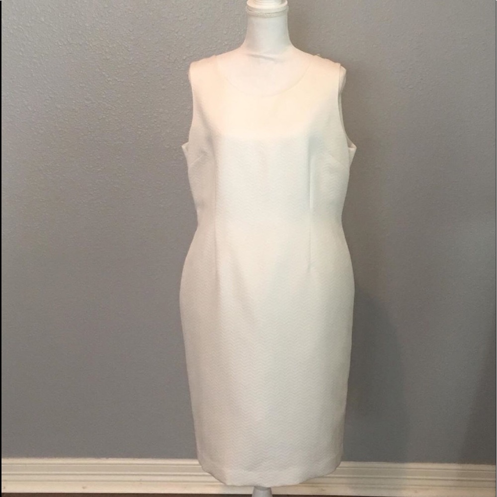 Evan Picone Off White Textured Dress